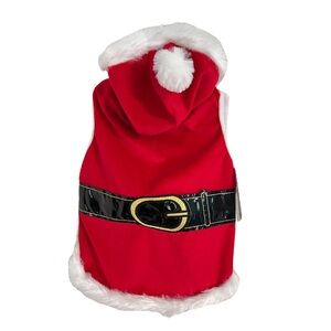 SimplyDog Pet Hooded Santa Suit Red Black and White